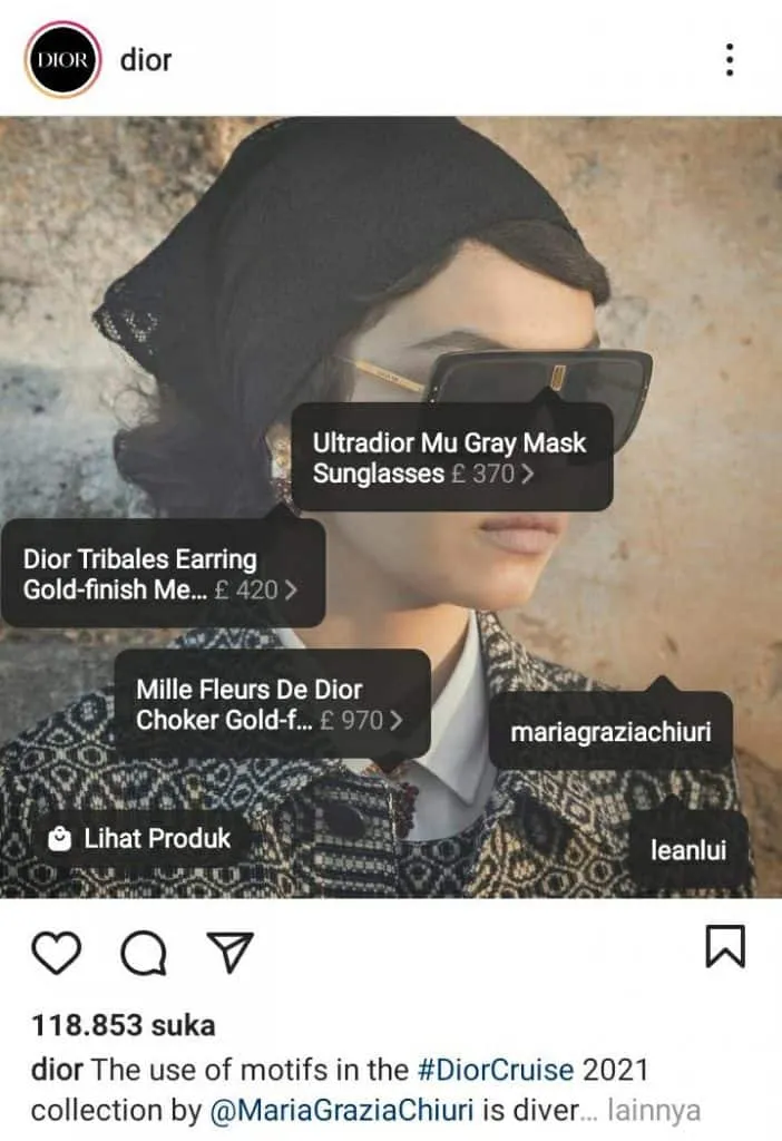 Contoh Tag Harga di Instagram Shopping