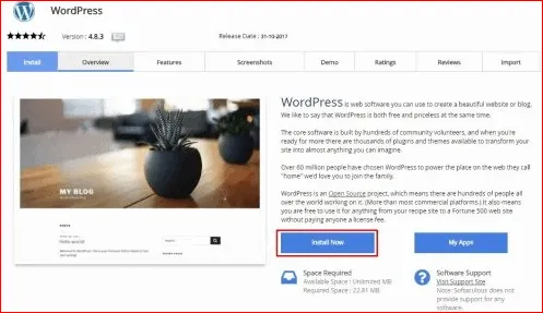 Tampilan Install WordPress