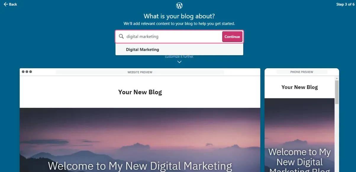 Pilih Kategori Website. WordPress