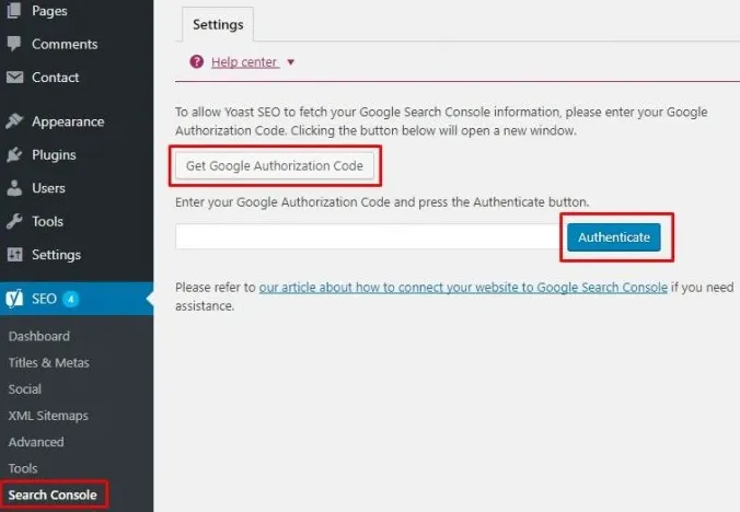 Search Console Setting