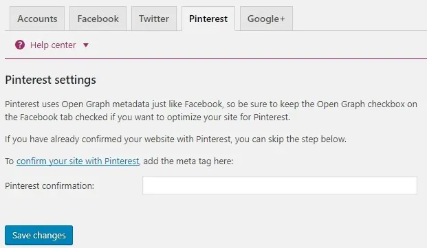 Setting Pinterest
