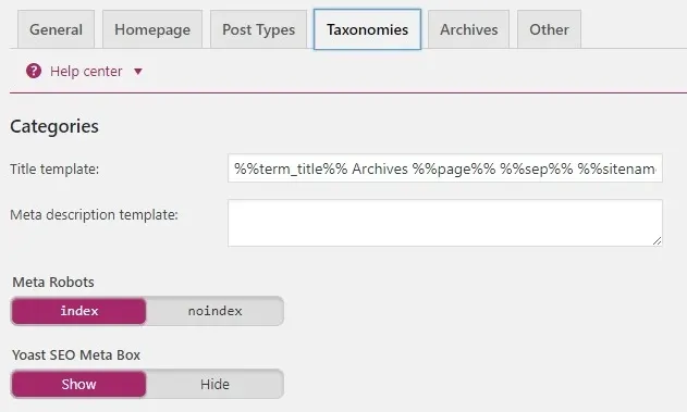 Setting Taxonomies