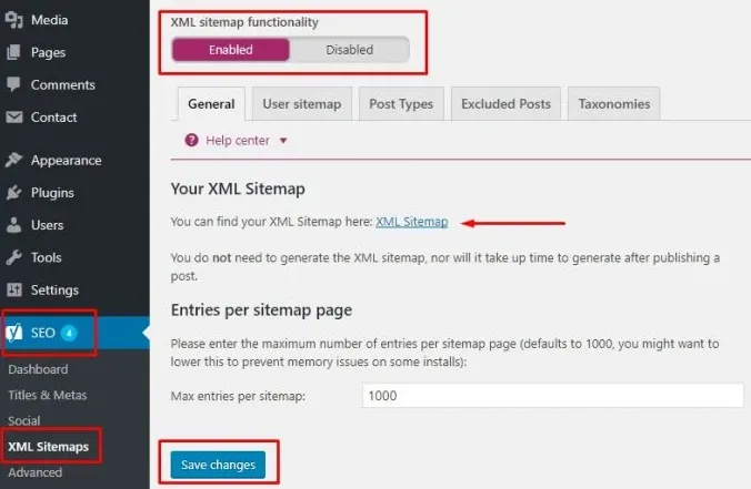Setting XML Sitemaps